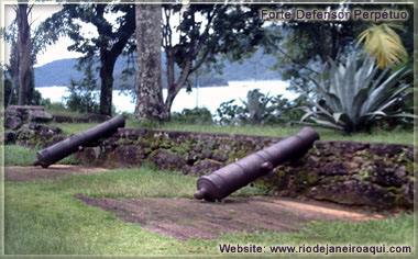 Canh&otilde;es do Forte Defensor Perp&eacute;tuo miram o mar
