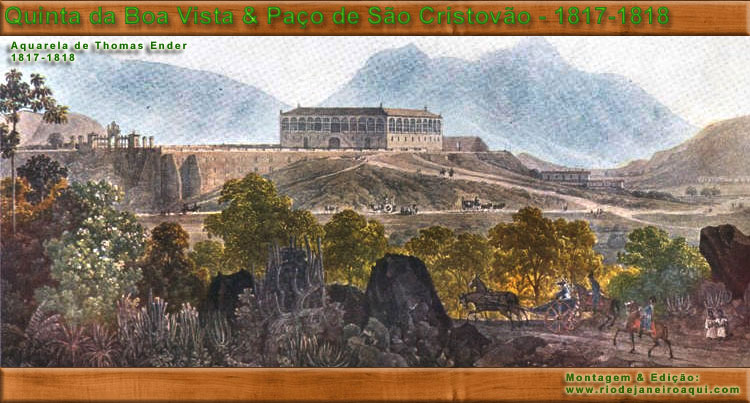 Antigo Pa&ccedil;o de S&atilde;o Cristov&atilde;o - Gravura de Thomas Ender - 1817-1818