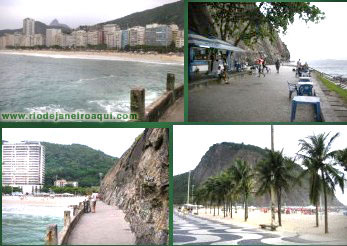 Caminho do pescadores e quiosque no Leme, em Copacabana
