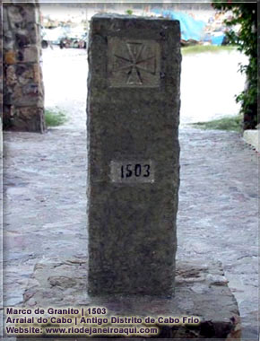 Marco de Am&eacute;rico Vesp&uacute;cio, de 1503 em Arraial do Cabo