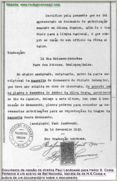 Certidao acerca dos direitos autorais comercias sobre a est&aacute;tua do Cristo Redentor