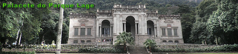 Vista panor&acirc;mica do Palacete em estilo ecl&eacute;tico e romano do Parque Lage