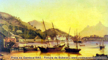 Praia da Gamboa em 1840, pintura de Buvelot