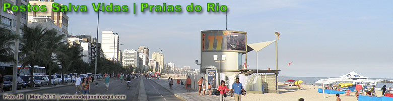 Vista panor&acirc;mica de um posto salva vidas das praias da orla oce&acirc;nica do Rio de Janeiro